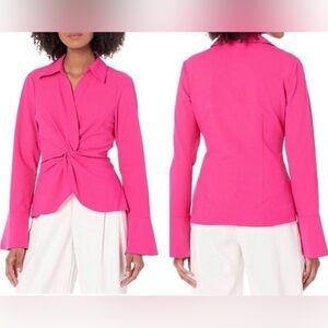 $295 Cinq a Sept Elegant Bright Pink Magenta Size Small Women's Long Sleeve Top